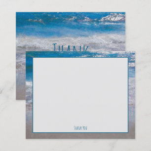Budget Coastal Beach Blue Ocean Wave Thank You