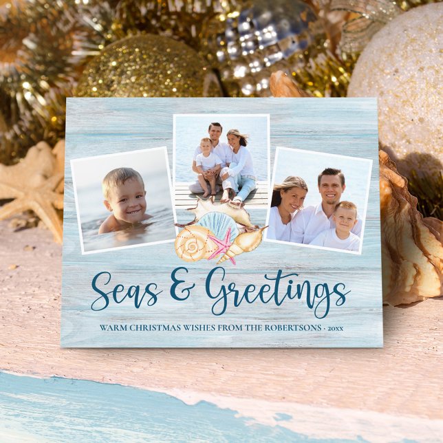 Budget Coastal Seas Greetings Photo Holiday Card (Creator Uploaded)