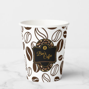 Budget Coffee Shop Custom Business Name Paper Cups