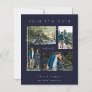Budget Collage 4 Photos Navy Minimalist Wedding