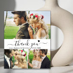 Budget Collage Wedding Thank You Heart Script Flyer<br><div class="desc">Budget, Minimalist Elegant Modern „Thank You” Script 3 Photo Collage Wedding Thank You personalised affordable low budget flyer. Stylish wedding thank you paper template featuring four (3) photo on the front and one photo on the back. With the text „Thank You” in a swirly hand lettered typography script font with...</div>
