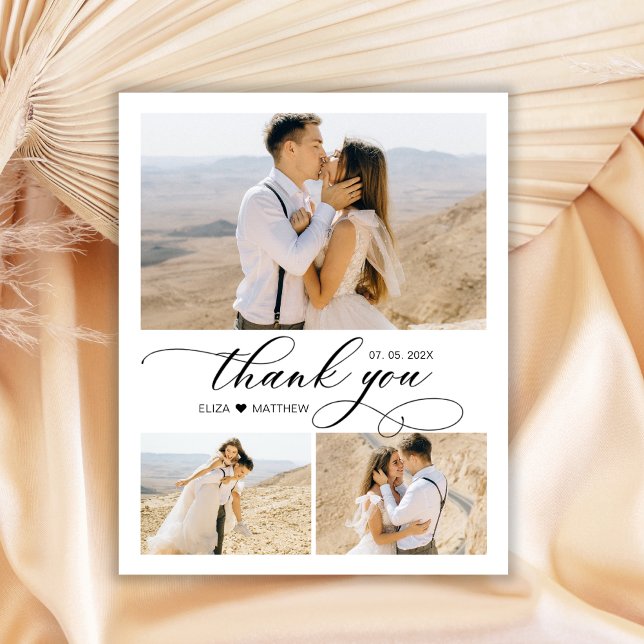 Budget Collage Wedding Thank You Script Heart  Postcard (Creator Uploaded)
