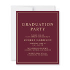 Budget College Burgundy Graduation Party Invite