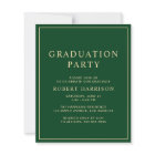 Budget College Green Gold Graduation Party Invite