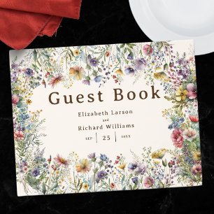Budget Colorful Wildflower Floral Watercolor Guest Book