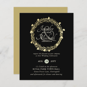 BUDGET Colour Trends Gold Wreath Wedding Invite