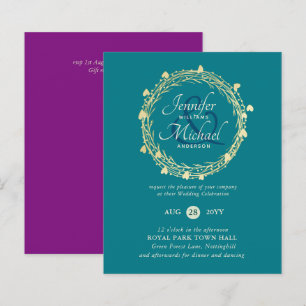 BUDGET Colour Trends Gold Wreath Wedding Invite