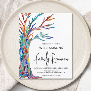 Budget Colourful Family Tree Family Reunion Invite