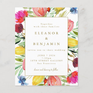Budget Colourful Garden Flowers Wedding Invitation