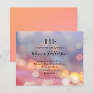 Budget Colourful Lights Birthday Party Invitations