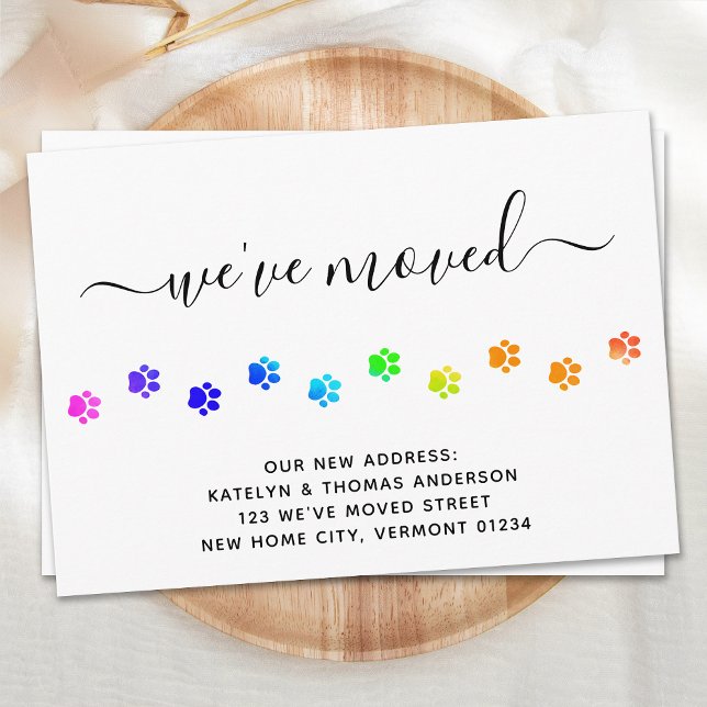 Budget Colourful Paws Paw Print Moving Announcemen (Creator Uploaded)