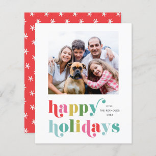 Budget Colourful Type Photo Happy Holiday Card
