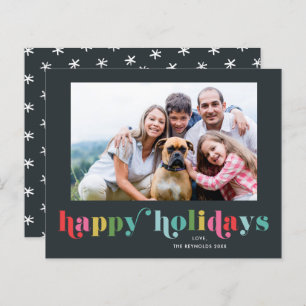 Budget Colourful Type Photo Happy Holiday Card