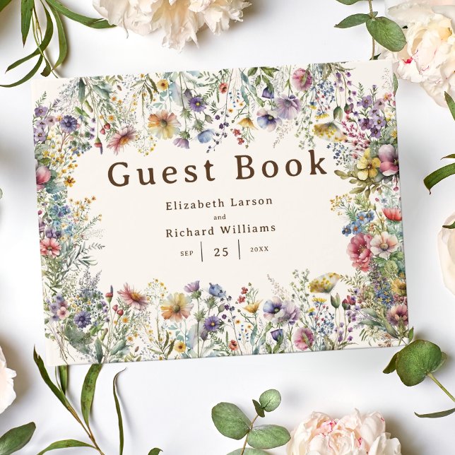 Budget Colourful Wildflower Floral Watercolor Guest Book (Creator Uploaded)