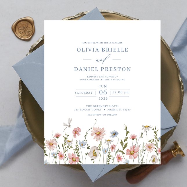 Budget Colourful Wildflower Wedding Invitation (Creator Uploaded)