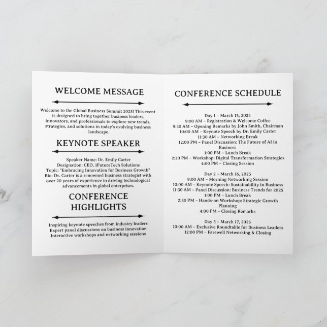 Budget Conference Event Business Meeting Schedule  Programme (Inside)