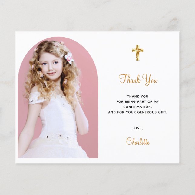 Budget confirmant photo girl blush arch thank you (Front)