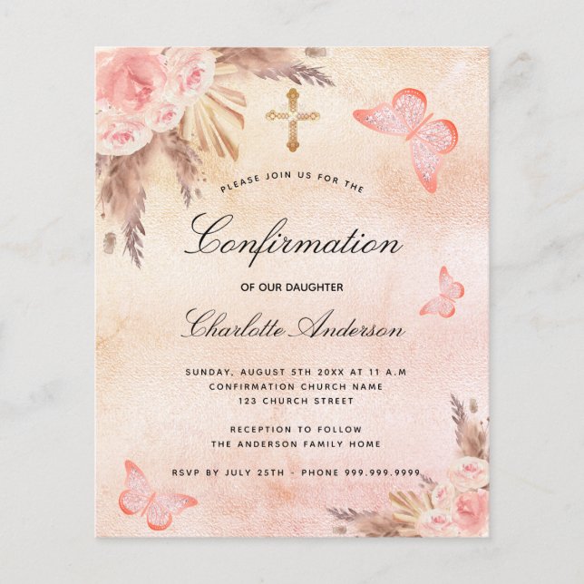 Budget confirmation blush butterfly pampas grass (Front)