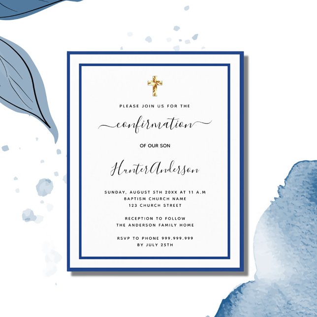 Budget confirmation royal blue white invitation (Creator Uploaded)