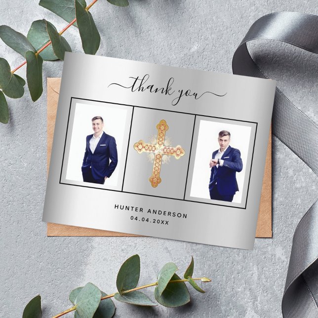 Budget confirmation silver photo thank you card (Creator Uploaded)