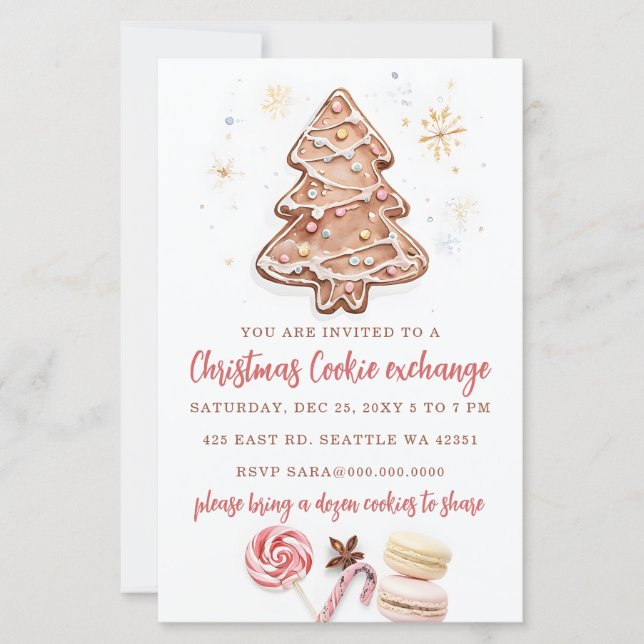 Budget Cookie Exchange Christmas Party Invitation (Front)