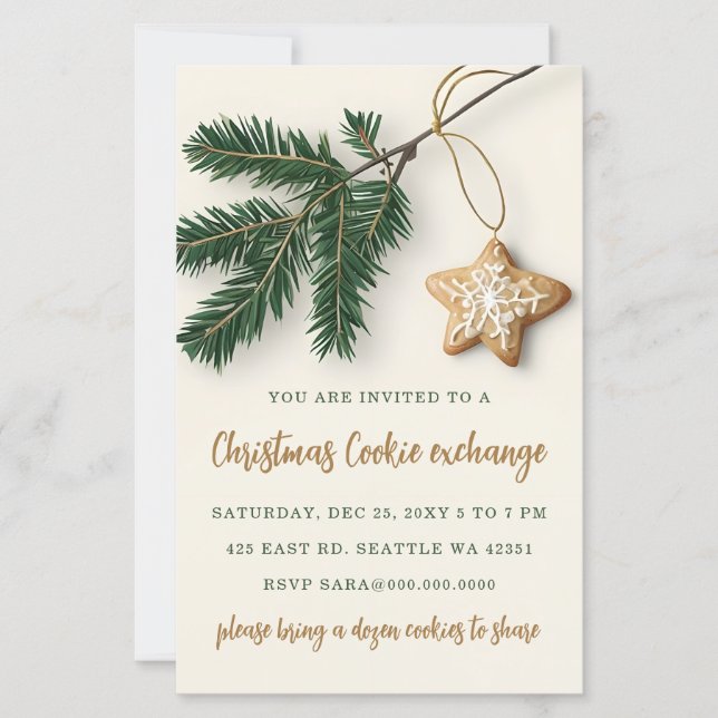 Budget Cookie Exchange Christmas Party Invitation (Front)