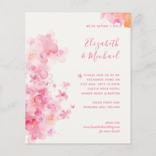 Budget Coral Rose Cherry Blossom Wedding Invites