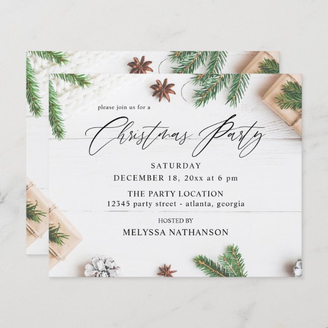 Budget Cosy Rustic Pine Leaves Christmas (Front/Back)