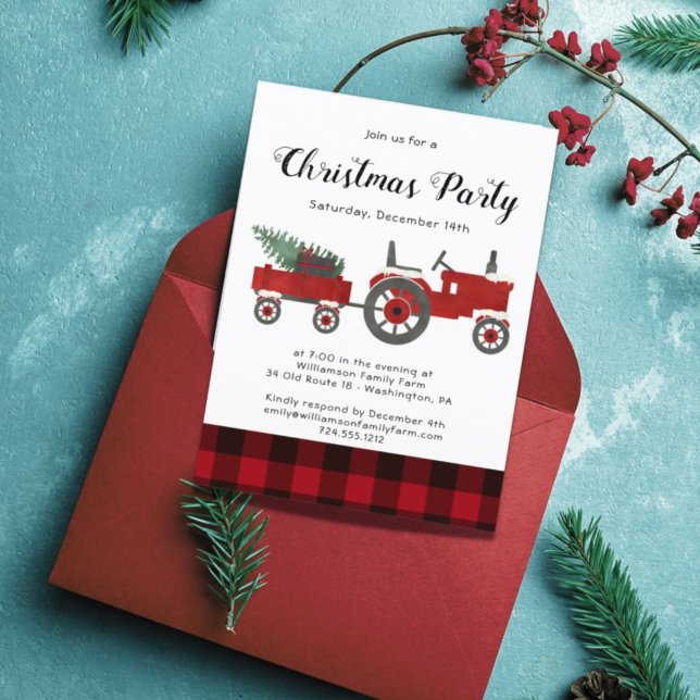 Budget Country Red Buffalo Plaid Christmas Party  Flyer (Creator Uploaded)