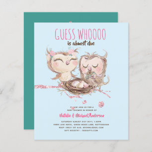 BUDGET Couples Baby Shower Cute Owls Woodland Inv.