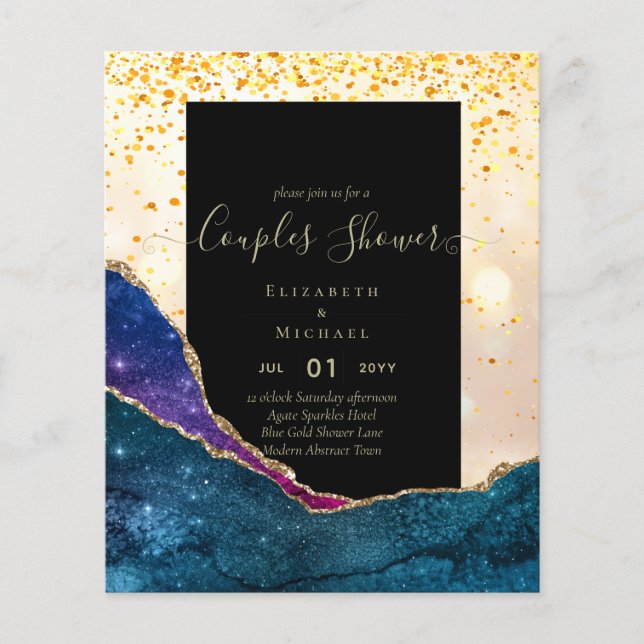 BUDGET Couples BRIDAL SHOWER - AGATE Gold Flyer (Front)