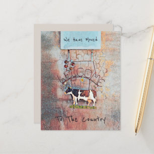 Budget Cow Rustic Country Western Farm Moving Card