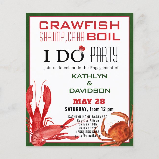 BUDGET Crawfish Boil Engagement Party Invitation F Flyer (Front)