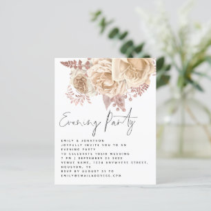 BUDGET Cream Florals Wedding Evening Party Invite