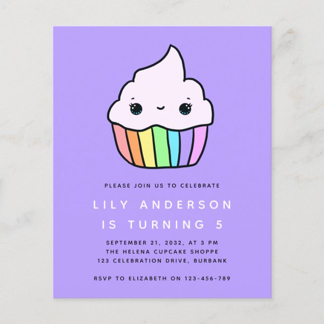 Budget Cupcake Kid's Birthday Party Invitation (Front)