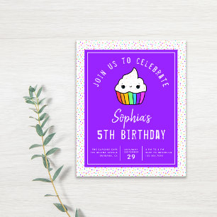 Budget Cupcake Kid's Birthday Party Invitation