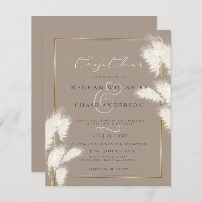 Budget Custom Abby2 Elegant Ivory Pampas Grass (Front/Back)