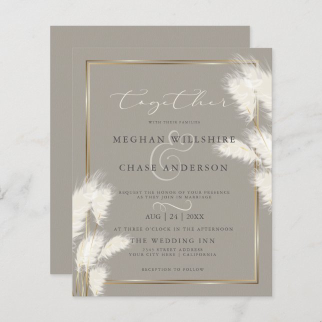 Budget Custom Abby4 Elegant Ivory Pampas Grass (Front/Back)