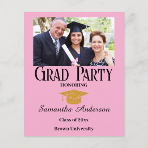 Budget Custom Photo Collage Pink Graduation Party Flyer