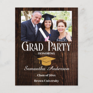 Budget Custom Photo Collage Rustic Graduation  Flyer