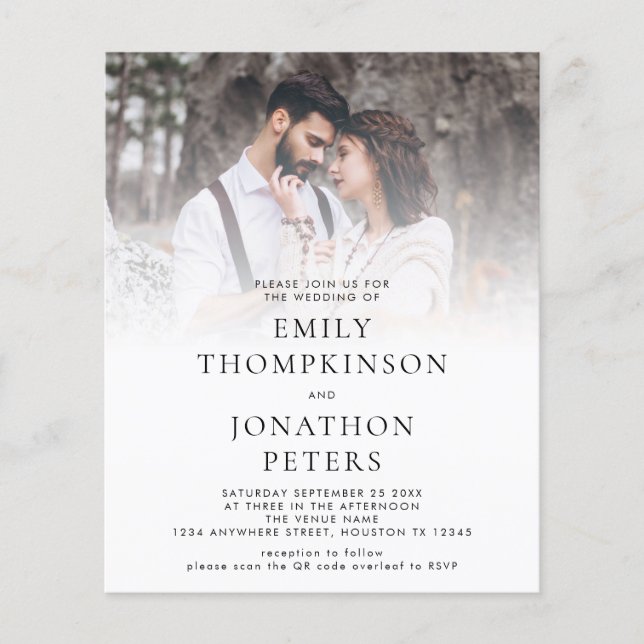 Budget Custom Photo QR Code Wedding Invitation (Front)