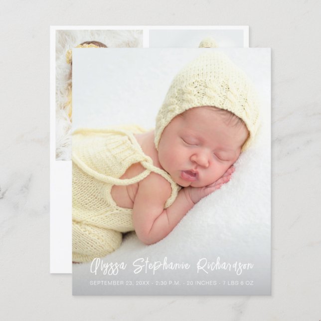 Budget Cute 4 Multi Photo Verti Baby Announcement  (Front/Back)