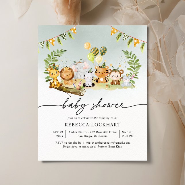 Budget Cute Animal Boy Baby Shower Invitation  (Creator Uploaded)