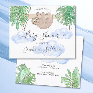 Budget Cute Baby Boy Sloth Baby Shower Invitation