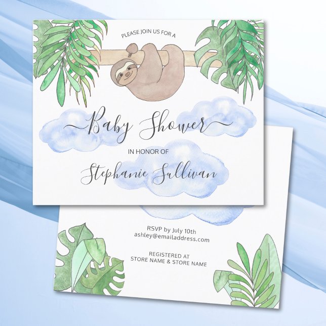 Budget Cute Baby Boy Sloth Baby Shower Invitation (Creator Uploaded)