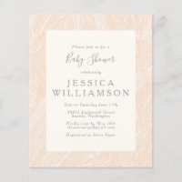 Budget Cute Boho Peach Blush Marble Baby Shower