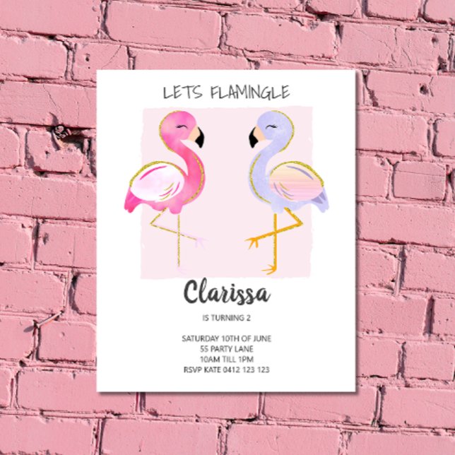 BUDGET Cute Flamingo Pink Girly Invitation (Creator Uploaded)