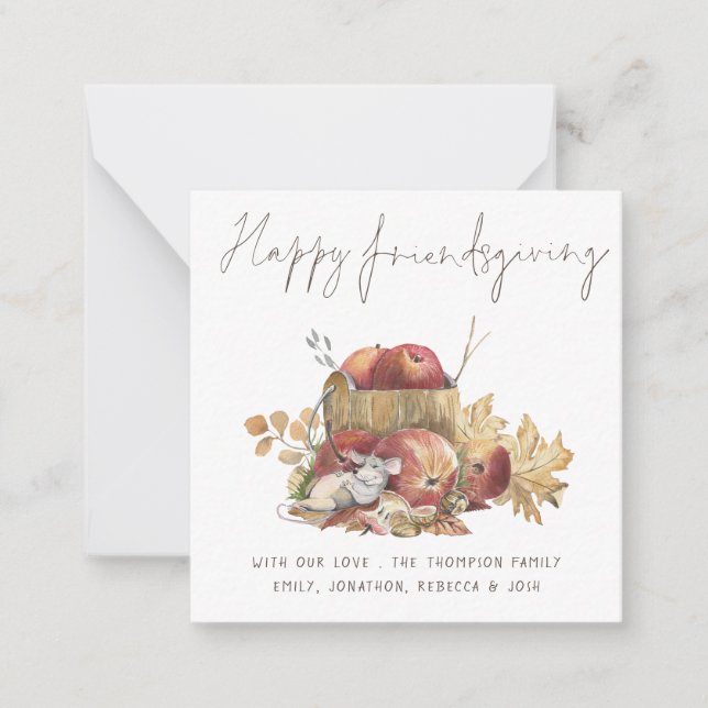 Budget Cute Mouse Happy Friendsgiving Card (Front)