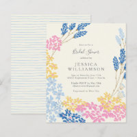 Budget Cute Pink Blue Floral Bridal Shower Invite
