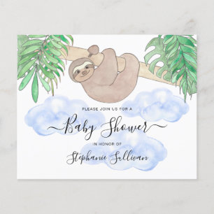 Budget Cute Sloth Boy's Baby Shower Invitation